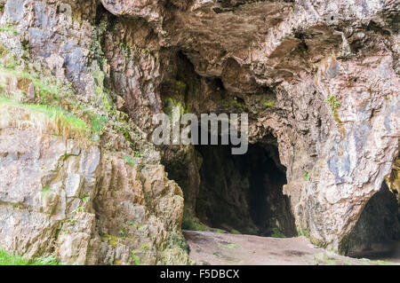 Der Eingang zum Smoo Höhle, Durness, Sutherland, Schottland Stockfoto