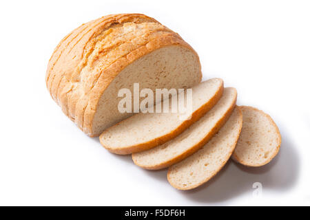 Rollen Sie in Schnitten isoliert auf weißem Hintergrund Stockfoto