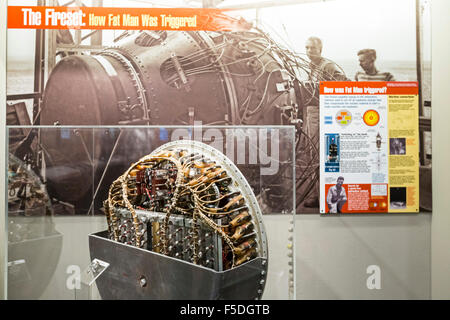 Los Alamos, New Mexico - das Bradbury Science Museum erklärt den Auslösemechanismus für die Atombombe über Nagasaki abgeworfen. Stockfoto