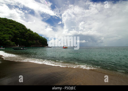 Boote im Anse Chastanet Beach Resort in Saint Lucia Stockfoto