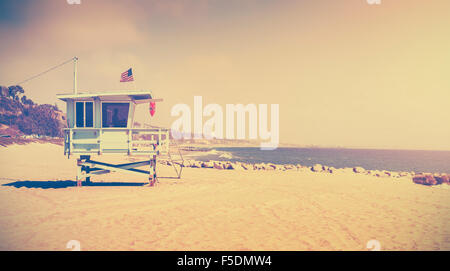 Alte film Retro-stilisierte Rettungsschwimmer-Turm, Santa Monica, USA. Stockfoto