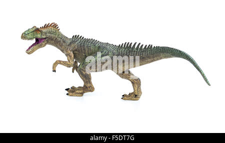 Allosaurus-Spielzeug auf weißem Hintergrund Stockfoto