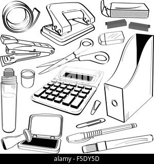 Büro Schreibwaren Tool Doodle Stock Vektor