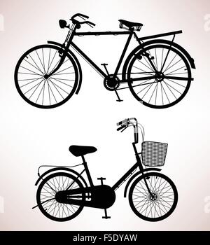 Altes Fahrrad Vector Silhouette Stock Vektor