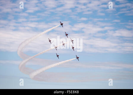 Red Arrows anzeigen Team beim Bournemouth Air Festival zum Gedenken an die Luftschlacht um England, Bournemouth, Dorset, England, UK Stockfoto