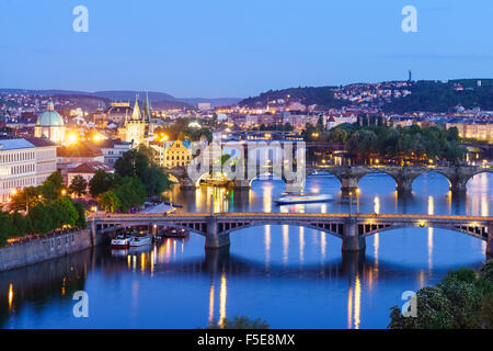 Blick auf die Moldau Manesuv, Prager Burg, Hradschin, Prag, Tschechische Republik Stockfoto