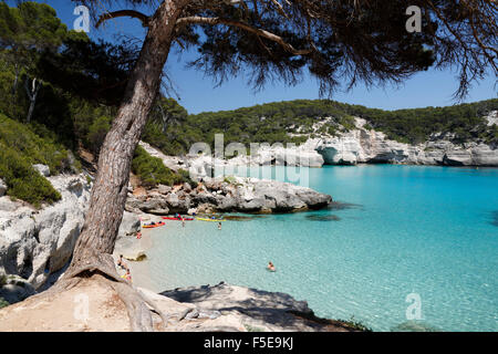 Cala Mitjana, in der Nähe von Cala Galdana, Süd-West-Küste, Menorca, Balearen, Spanien, Mittelmeer, Europa Stockfoto