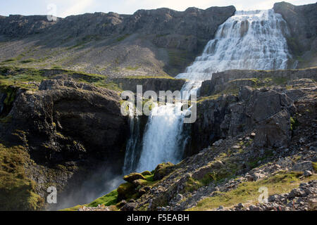 Dynjandi (Fjallfoss) Wasserfall, Westfjorde Islands, Polarregionen Stockfoto