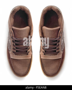 casual Lederschuh auf weiß Stockfoto