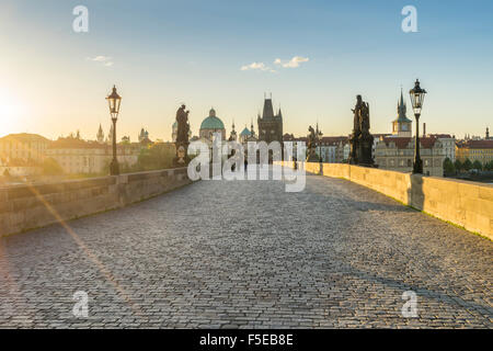 Karlsbrücke, Prag, UNESCO World Heritage Site, Tschechische Republik, Europa Stockfoto