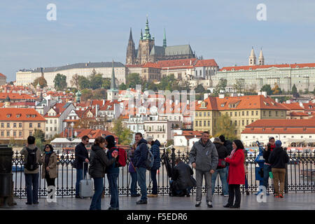 Prager Burg, Moldau, Prag, Tschechische Republik Stockfoto