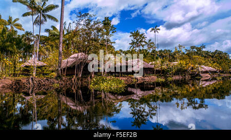 Hütten der Warao Menschen, Orinoco Delta, Venezuela Stockfoto