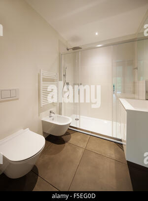 Einrichtung der neuen Wohnung, modernes Bad mit Dusche Stockfoto