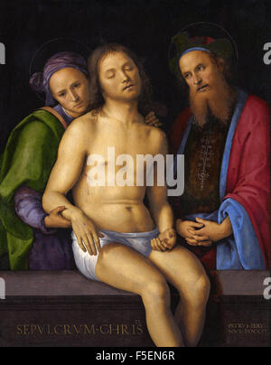 Pietro Perugino - toten Christus mit Joseph von Arimathäa und Nikodemus (Sepulcrum Christi) Stockfoto