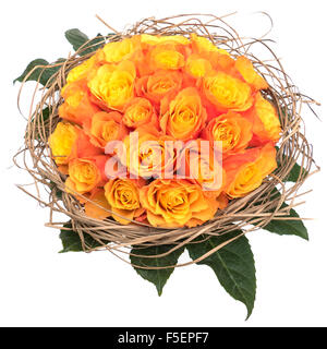 Orange Rosen Strauß isoliert Stockfoto