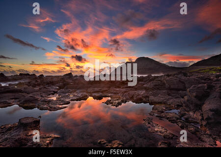 Sonnenaufgang vom Makapu'u Beach, Hawaii Stockfoto