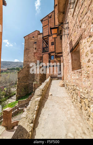 ALBARRACIN Dorf Geschichtsroute von mittelalterlichen und Mudejar-Stil. Teruel, Aragon, Spanien Stockfoto