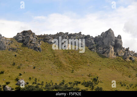 Geologische Kalksteinformationen Kura Tawhiti oder Castle Hill Conservation Area, Arthur Pass, Südinsel, Neuseeland Stockfoto