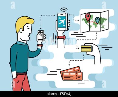 Mobile app für den Durchgang der Luft buchen Stock Vektor