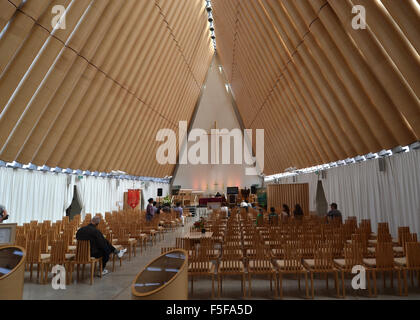Innenbereich der Karton Kathedrale, transitional Kirche in Christchurch, Südinsel, Neuseeland Stockfoto