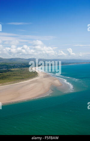 Morfa Harlech Strand und Dünen, Blick nach Süden von oben Glaslyn-Mündung Gwynedd North Wales UK Stockfoto