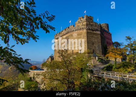 Burg Schönburg Oberwesel, Deutschland, Upper middle Rhine Valley, Stockfoto