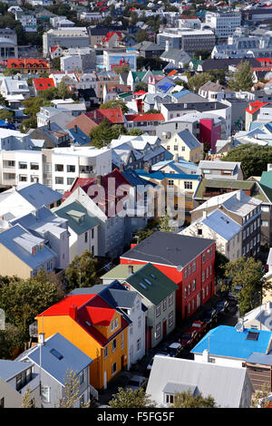 Bunten Dächern, Reykjavik, Island Stockfoto