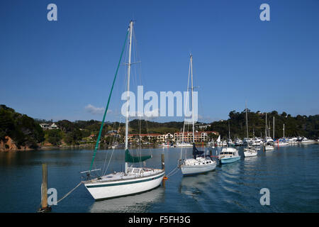 Segelboote an Tututaka Marina, Bay of Islands, Nordinsel, Neuseeland Stockfoto