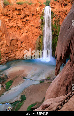 Majestic Mooney Fälle auf die Havasupai Indian Reservation in den Grand Canyon, Arizona, USA Stockfoto