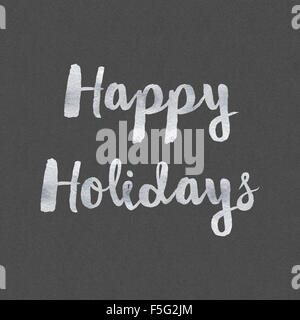 Bild des grauen Papier mit Silberfolie Text. Kartendesign. Stockfoto