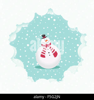Schneemann in einem Schneefall. Weihnachtskarte-Abbildung. Stockfoto