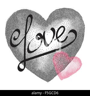 Zwei Herzen. Vintage Liebeskarte. Stock Vektor