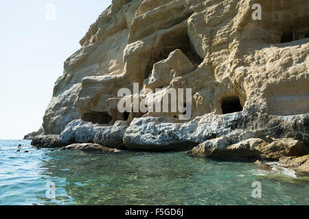 Matala, Pitsidia, Gemeindebezirken von Festos, Regionalbezirk Iraklio, Kreta, Griechenland Stockfoto