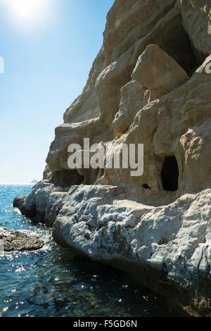 Matala, Pitsidia, Gemeindebezirken von Festos, Regionalbezirk Iraklio, Kreta, Griechenland Stockfoto