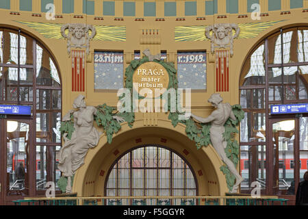 Jugendstil-Saal, Hauptbahnhof, Prag, Tschechische Republik Stockfoto