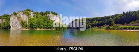 Donau in der Nähe von Kelheim, Bayern, Kloster Weltenburg Abbey öffnen Stockfoto