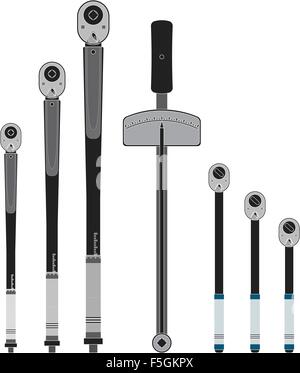 Drehmoment Schlüssel isolierten auf weißen Hintergrund Stock Vektor