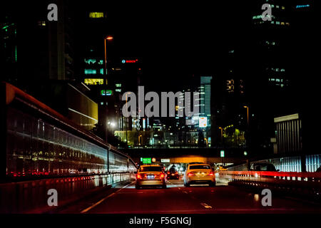 Shuto Expressway Blick vom Auto, Tokyo, Japan Stockfoto