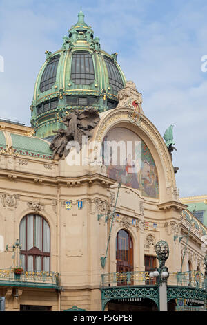 Gemeindehaus, Platz der Republik (Náměstí Republiky), Prag, Tschechische Republik Stockfoto