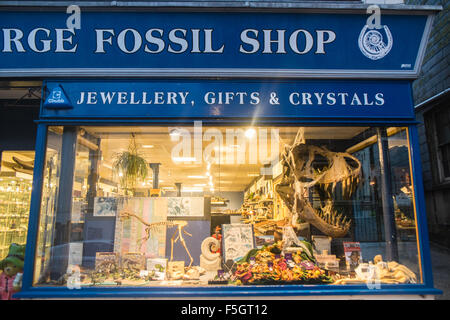 Alte Schmiede Fossil Shop im Zentrum von Lyme Regis. Jurassic Coast, UNESCO, Dorset, Charmouth, Klippen, Strand Stockfoto