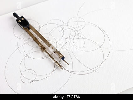 Kompass-Zeichnung Stockfoto