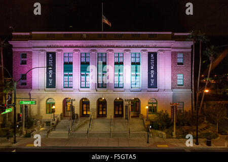 Las Vegas, Nevada.  Nationalmuseum der organisierten Kriminalität und Strafverfolgung, The Mob Museum, vormals das Federal Court House. Stockfoto