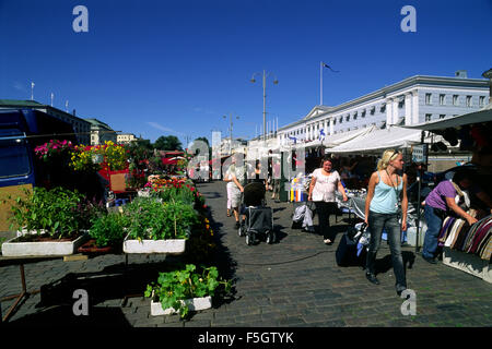 Finnland, Helsinki, Kauppatori Square, Freiluftmarkt Stockfoto