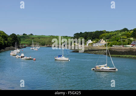 geschützten Ankerplatz und Liegeplatz am Paluden L'Aber Wrac'h Bretagne Stockfoto