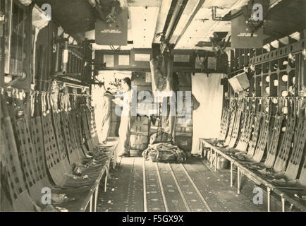 Innere des zweimotorigen taktischen Transport Fairchild C-119 Flying Boxcar Stockfoto