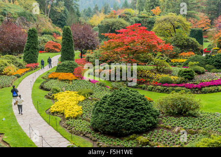 Herbst Farben, Sunken Garden, Butchart Gardens, Brentwood Bay, Vancouver Island, British Columbia, Kanada Stockfoto