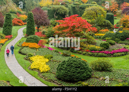 Herbst Farben, Sunken Garden, Butchart Gardens, Brentwood Bay, Vancouver Island, British Columbia, Kanada Stockfoto