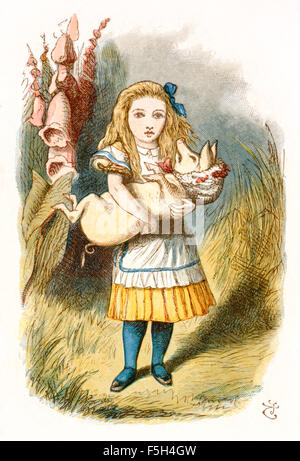 Alice mit dem Schwein-Baby aus "The Nursery"Alice", eine verkürzte Adaption von"Alices Abenteuer im Wunderland"abzielen, under Fives von Lewis Carroll (1832-1898) selbst geschrieben. Diese Ausgabe enthält 20 ausgewählte Illustrationen von Sir John Tenniel (1820-1914) aus dem ursprünglichen Buch vergrößert und durch Emily Gertrude Thomson (1850-1929) gefärbt wurden. Siehe Beschreibung für mehr Informationen. Stockfoto