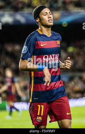 Barcelona, Katalonien, Spanien. 4. November 2015. FC Barcelona nach vorne NEYMAR JR.during der Champions-League-Spiel zwischen FC Barcelona und FC BATE Borisov im Camp Nou Stadion in Barcelona © Matthias Oesterle/ZUMA Draht/Alamy Live News Stockfoto