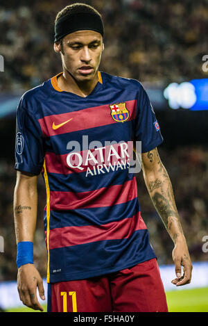 Barcelona, Katalonien, Spanien. 4. November 2015. FC Barcelona nach vorne NEYMAR JR.during der Champions-League-Spiel zwischen FC Barcelona und FC BATE Borisov im Camp Nou Stadion in Barcelona © Matthias Oesterle/ZUMA Draht/Alamy Live News Stockfoto